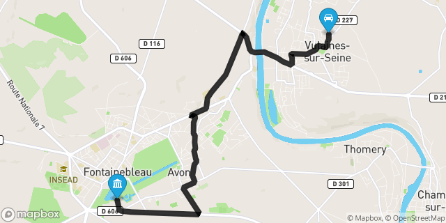 Itinéraire vers Fontainebleau