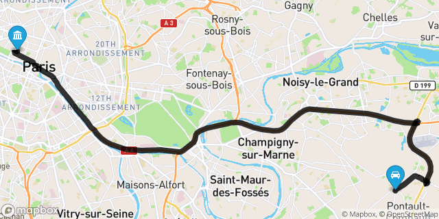 Itinéraire vers Paris