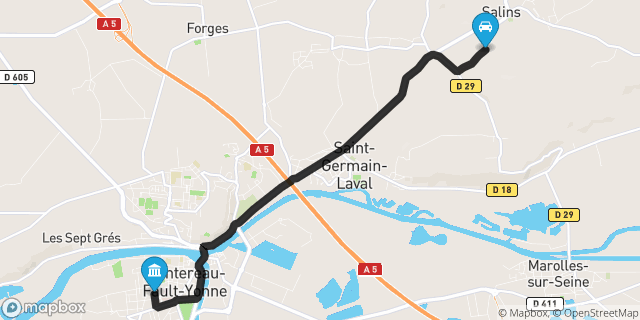 Itinéraire vers Montereau-Fault-Yonne