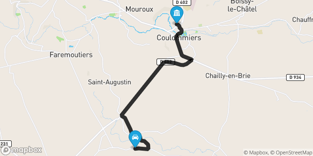 Itinéraire vers Coulommiers