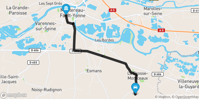 Itinéraire vers Montereau-Fault-Yonne