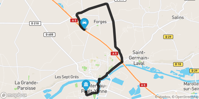 Itinéraire vers Montereau-Fault-Yonne