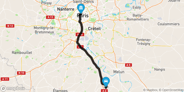 Itinéraire vers Paris
