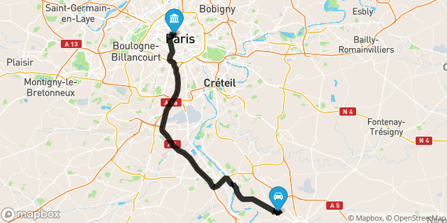 Itinéraire vers Paris