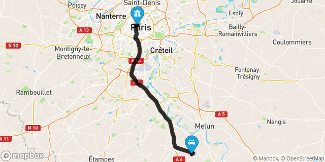 Itinéraire vers Paris