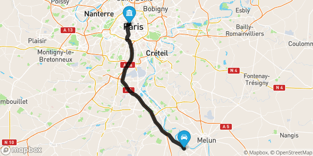 Itinéraire vers Paris