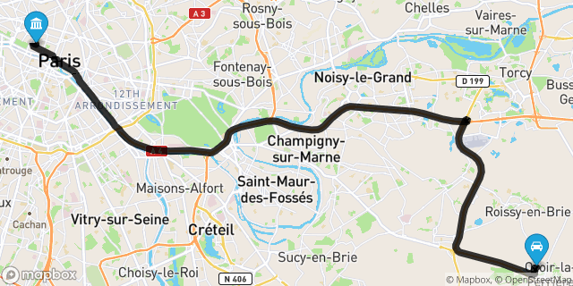 Itinéraire vers Paris