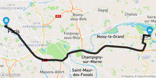 Itinéraire vers Paris
