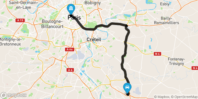 Itinéraire vers Paris