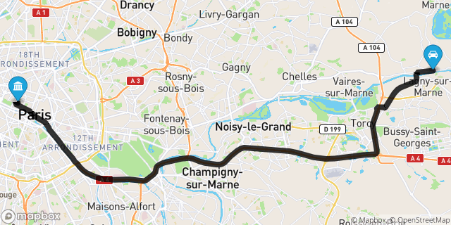 Itinéraire vers Paris