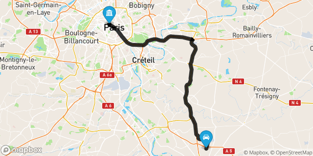 Itinéraire vers Paris