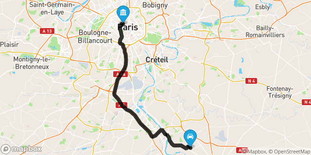 Itinéraire vers Paris