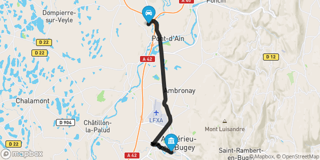 Itinéraire vers Ambérieu-en-Bugey