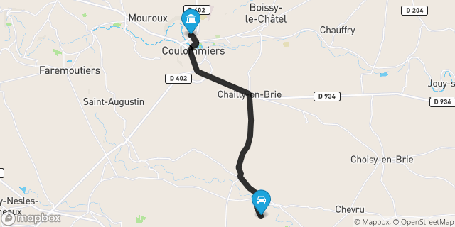 Itinéraire vers Coulommiers