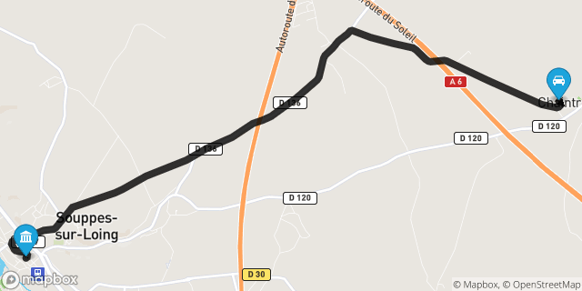 Itinéraire vers Souppes-sur-Loing