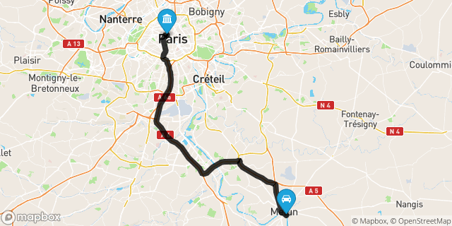 Itinéraire vers Paris