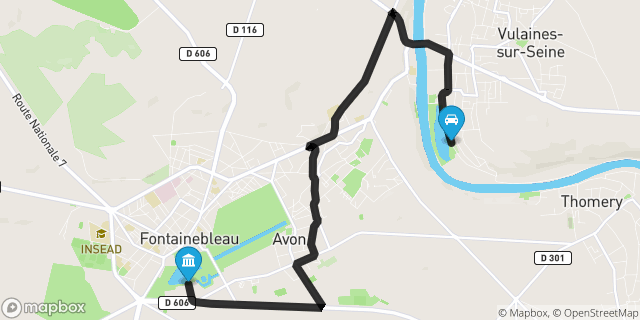 Itinéraire vers Fontainebleau