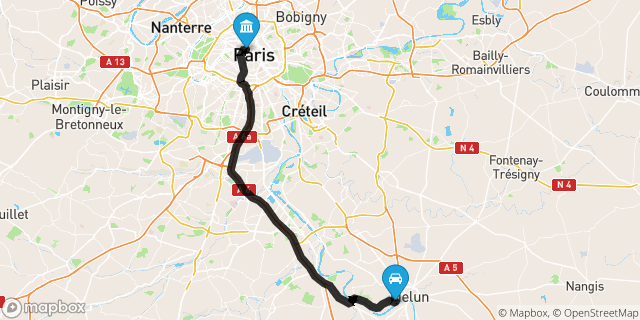 Itinéraire vers Paris