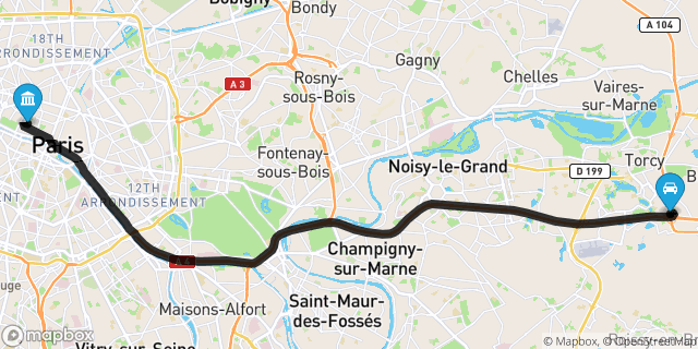Itinéraire vers Paris