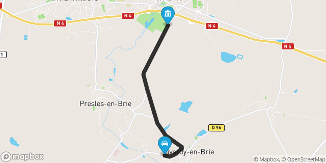 Itinéraire vers Tournan-en-Brie