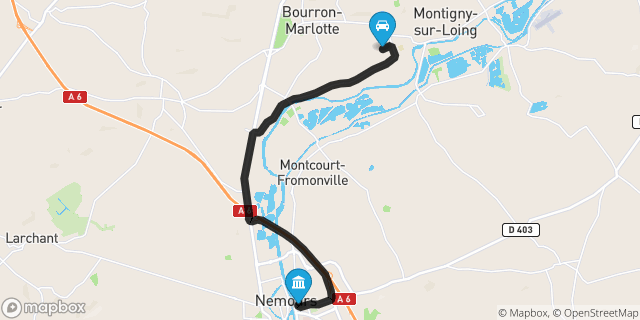 Itinéraire vers Nemours
