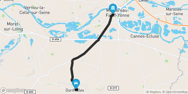 Itinéraire vers Montereau-Fault-Yonne