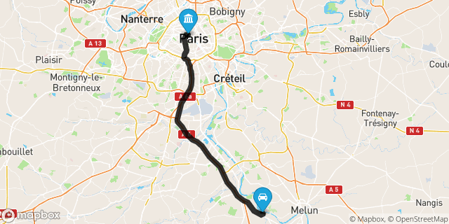 Itinéraire vers Paris