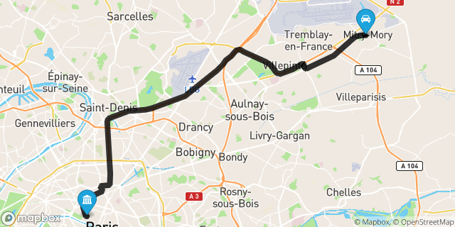 Itinéraire vers Paris