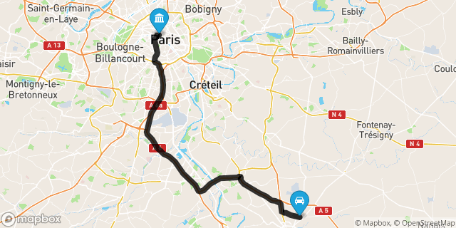 Itinéraire vers Paris