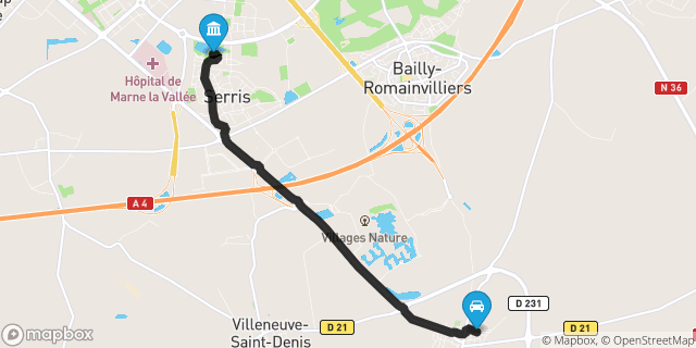 Itinéraire vers Serris