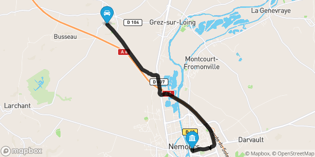 Itinéraire vers Nemours