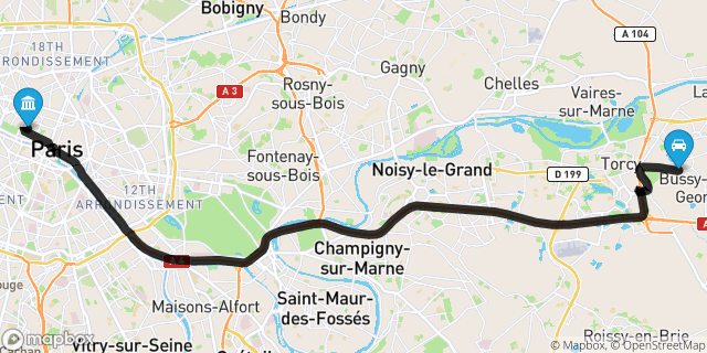 Itinéraire vers Paris