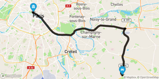 Itinéraire vers Paris