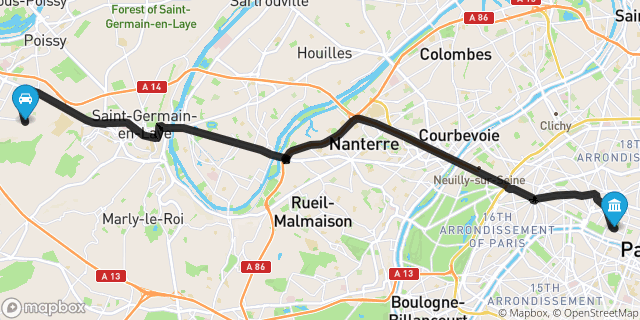 Itinéraire vers Paris