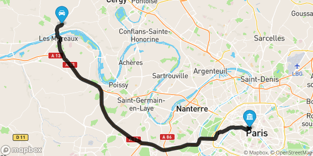 Itinéraire vers Paris