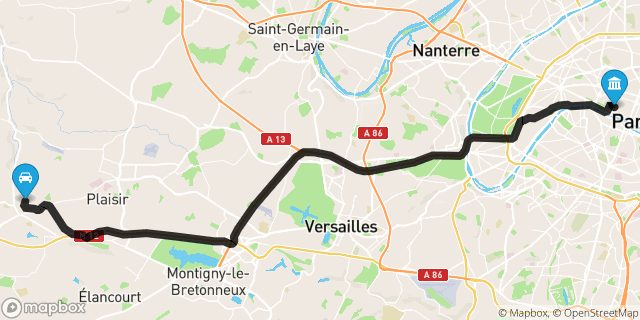 Itinéraire vers Paris