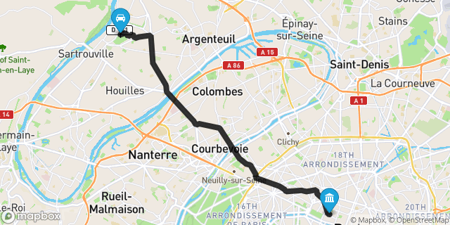 Itinéraire vers Paris