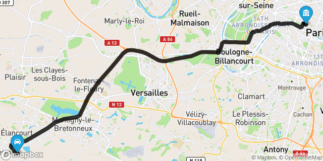 Itinéraire vers Paris