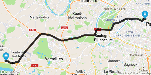 Itinéraire vers Paris