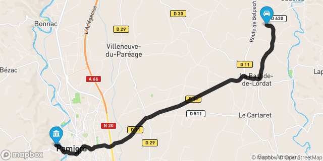 Itinéraire vers Pamiers