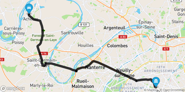 Itinéraire vers Paris