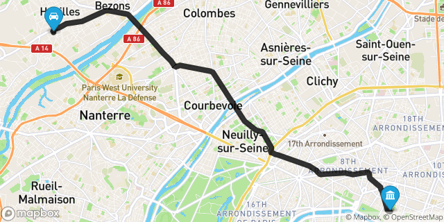 Itinéraire vers Paris