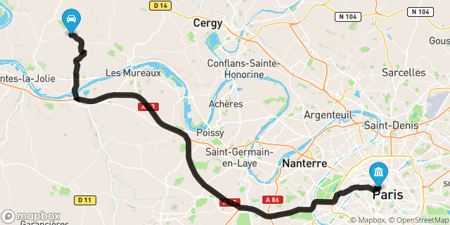 Itinéraire vers Paris