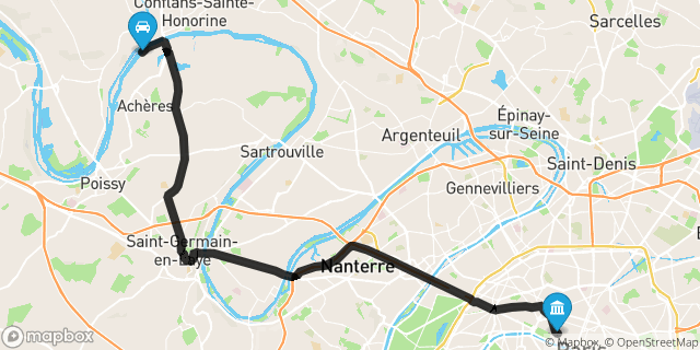 Itinéraire vers Paris