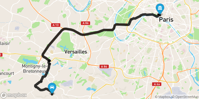 Itinéraire vers Paris