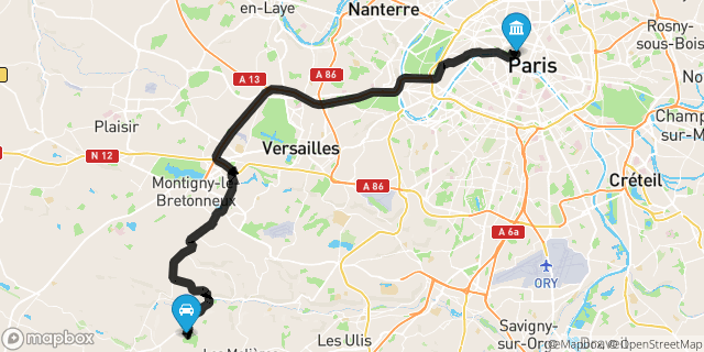Itinéraire vers Paris