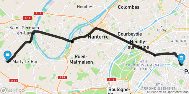 Itinéraire vers Paris
