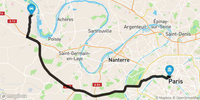Itinéraire vers Paris