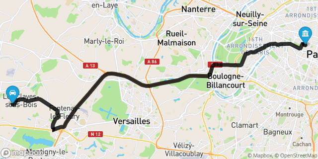 Itinéraire vers Paris