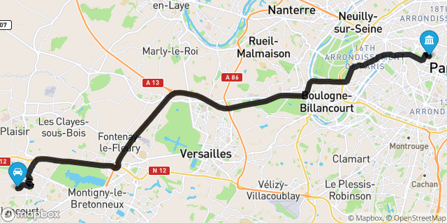Itinéraire vers Paris